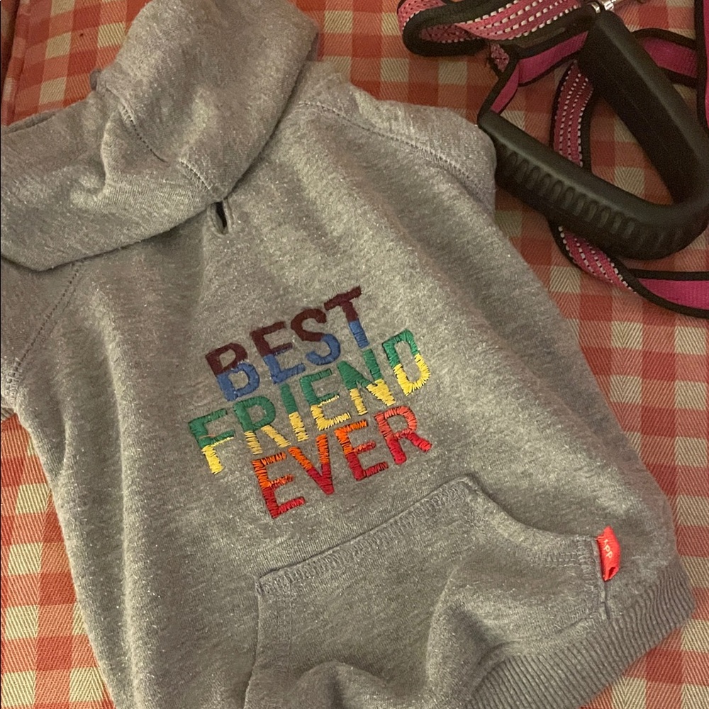 Pet Hoodie with Colorful 'Best Friend Ever' Embroidery